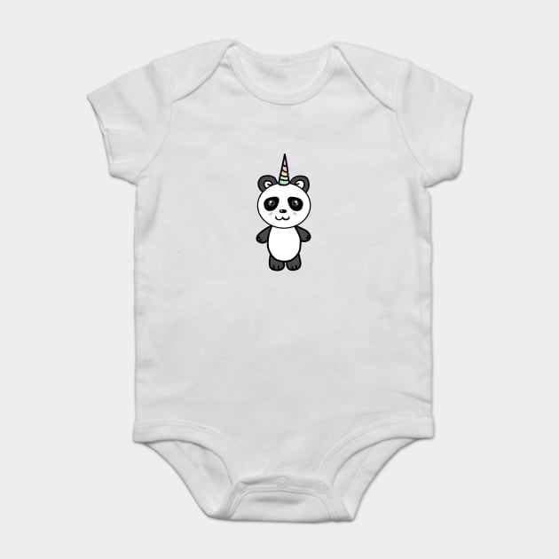 Cute Panda Bear Unicorn Lover Baby Bodysuit by logiamerch